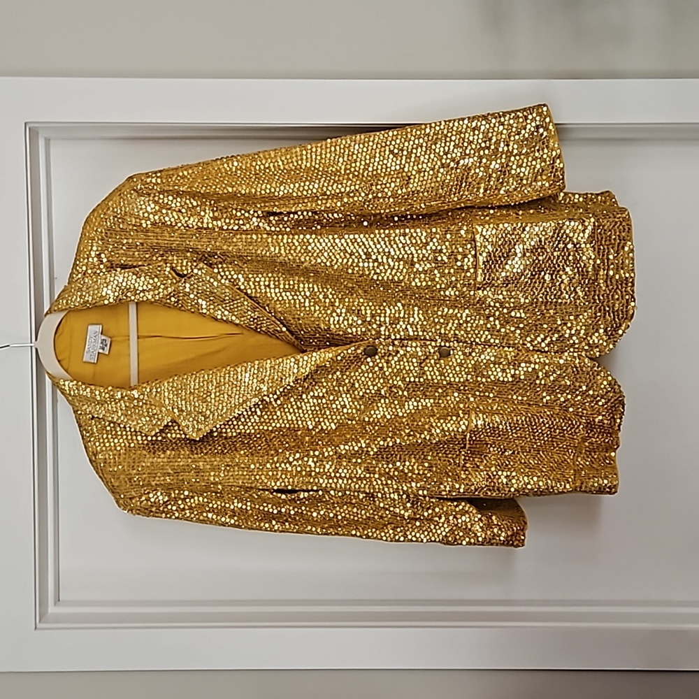 VINTAGE SANDY STARKMAN GOLD SEQUIN BLAZER